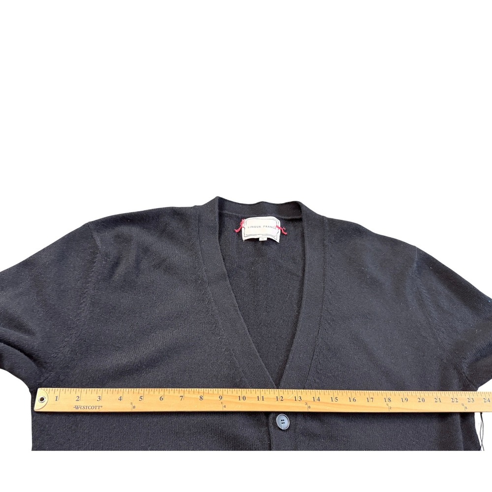 NEW Lingua Franca Black 100% Cashmere I Love NY Hand Stitched Cardigan XL - Picture 4 of 8